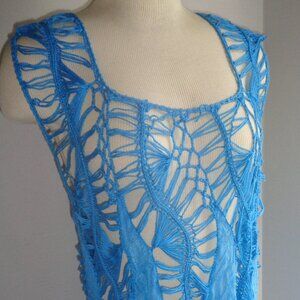 India Boutique Sleeveless Fringed Crochet Tank or Cover Up